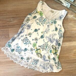 Via Signoria Silk Paisley Sleeveless Top Made in Italy Size Small blouse